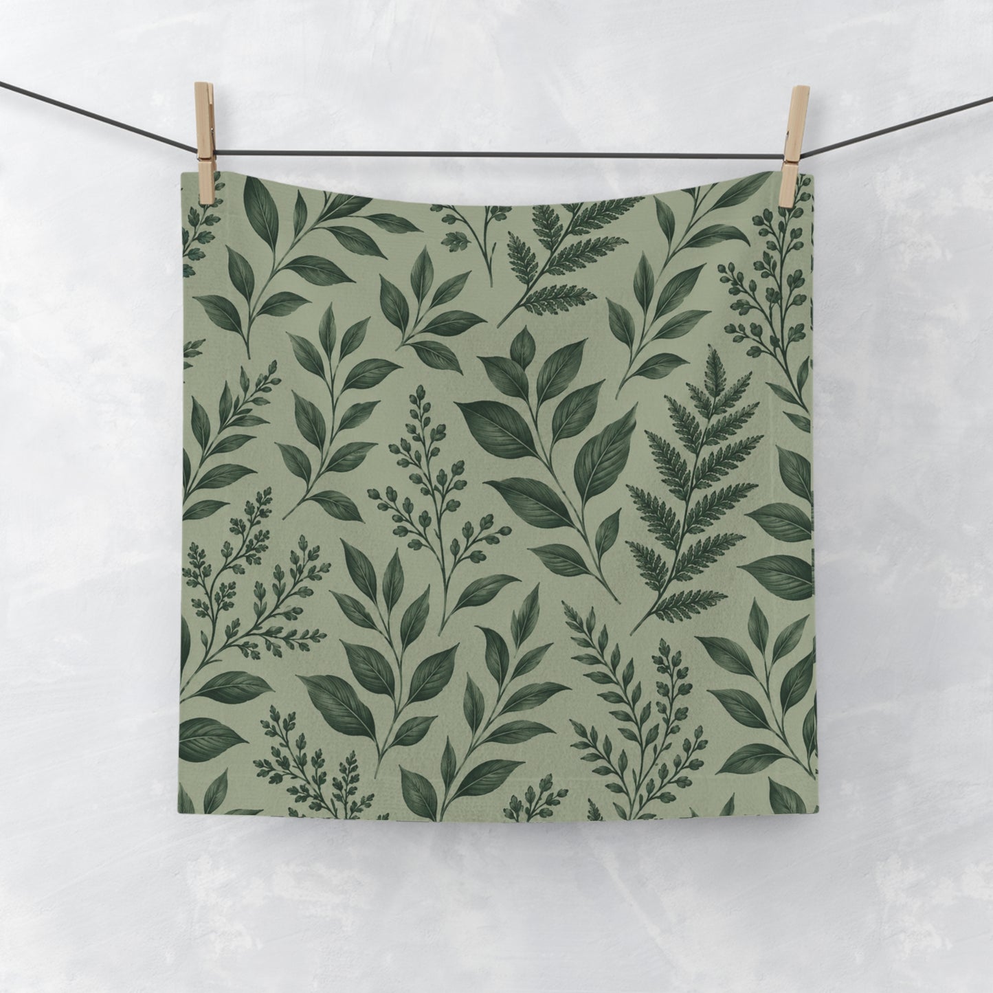 Botanical Green Leaf Pattern Spa Spa Towel