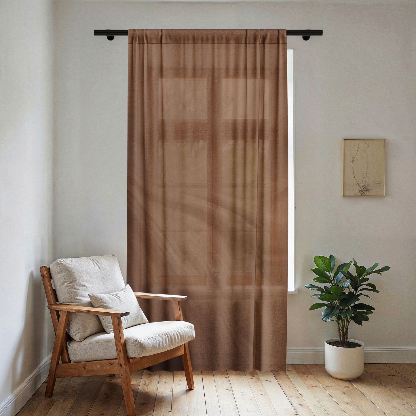 Mocha Bliss - Lightweight Drapery Panel for Living Room, Bedroom & Cozy Minimalist Decor