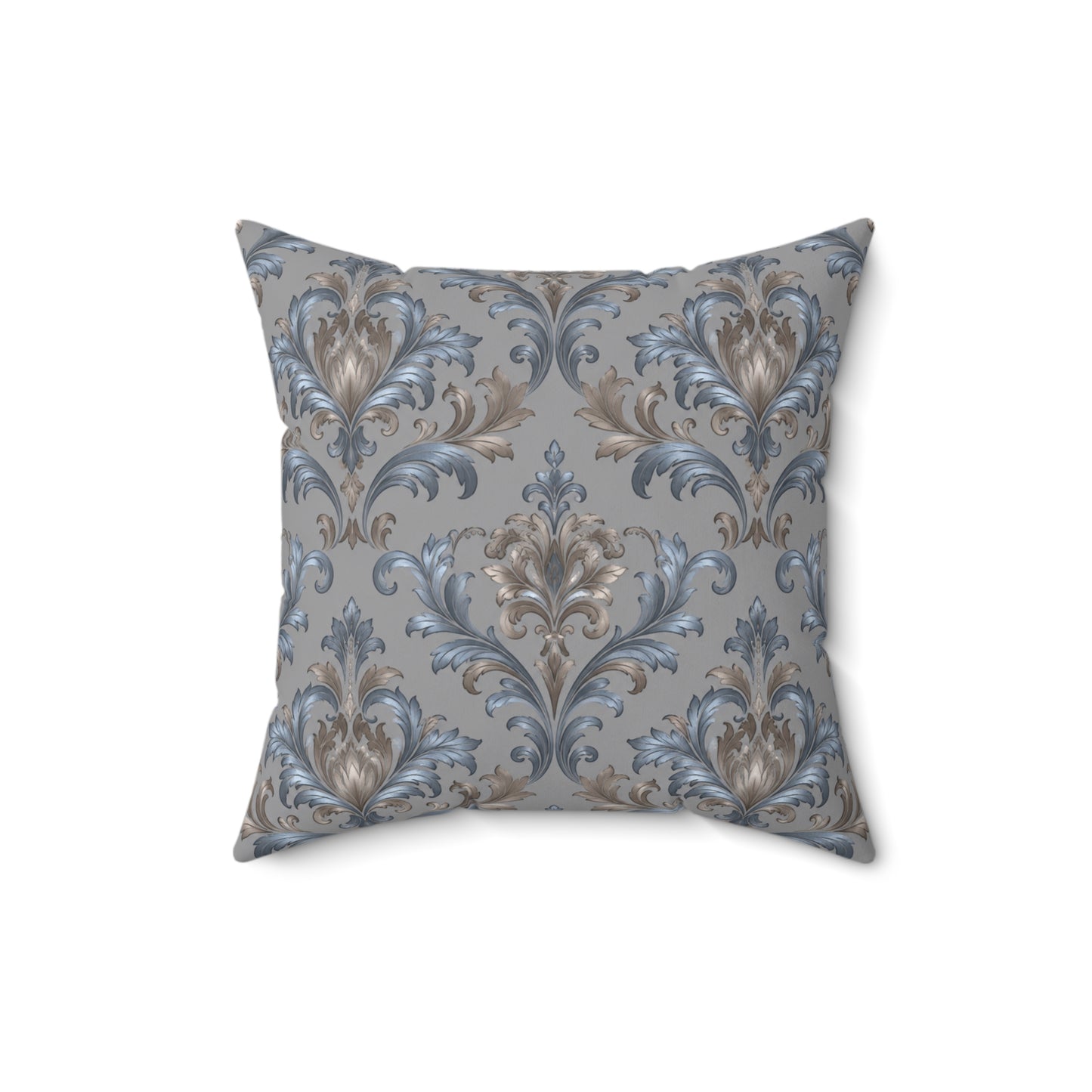 Elegant Blue Gray Damask Throw Pillows