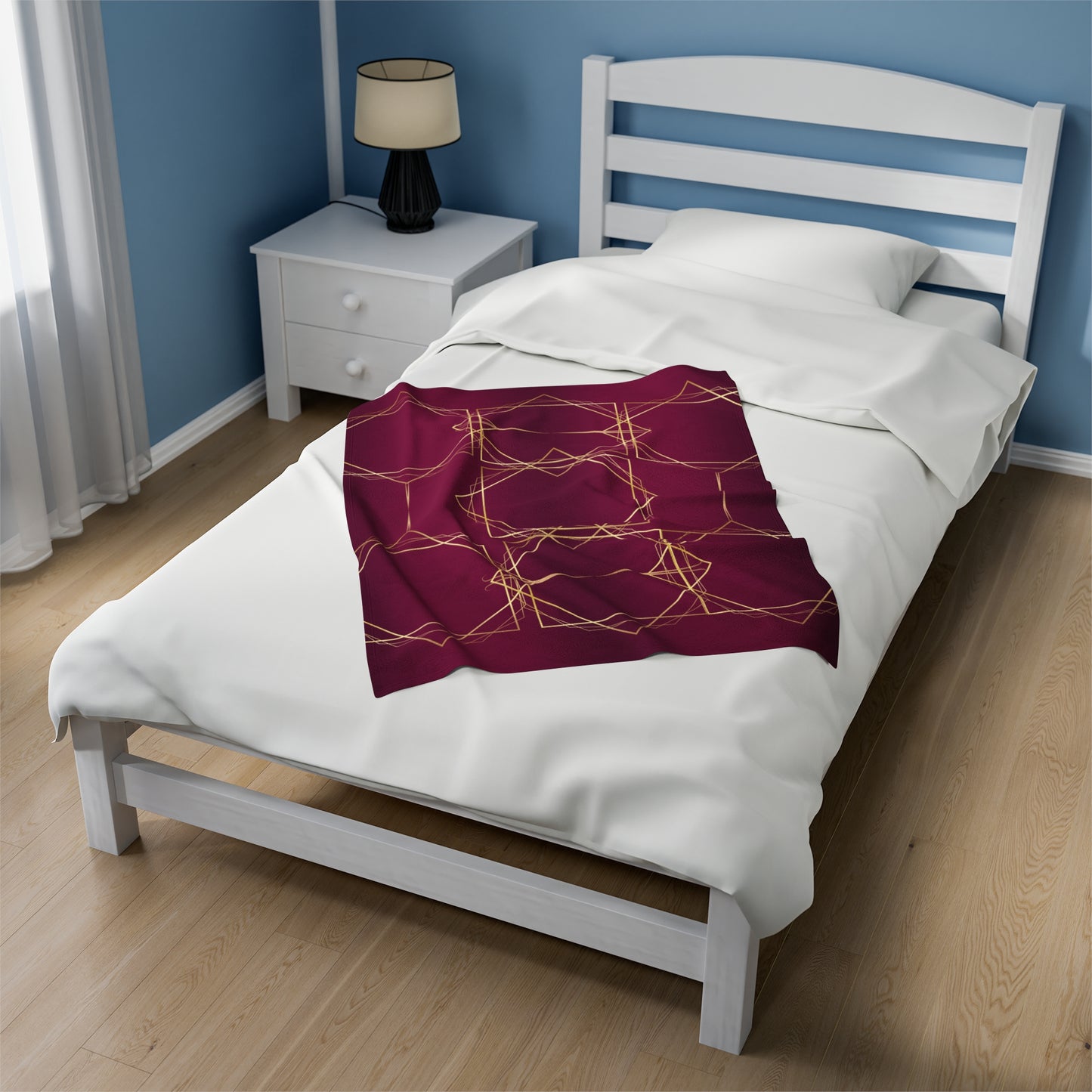 Gilded Elegance (Burgundy) Velveteen Plush Blanket