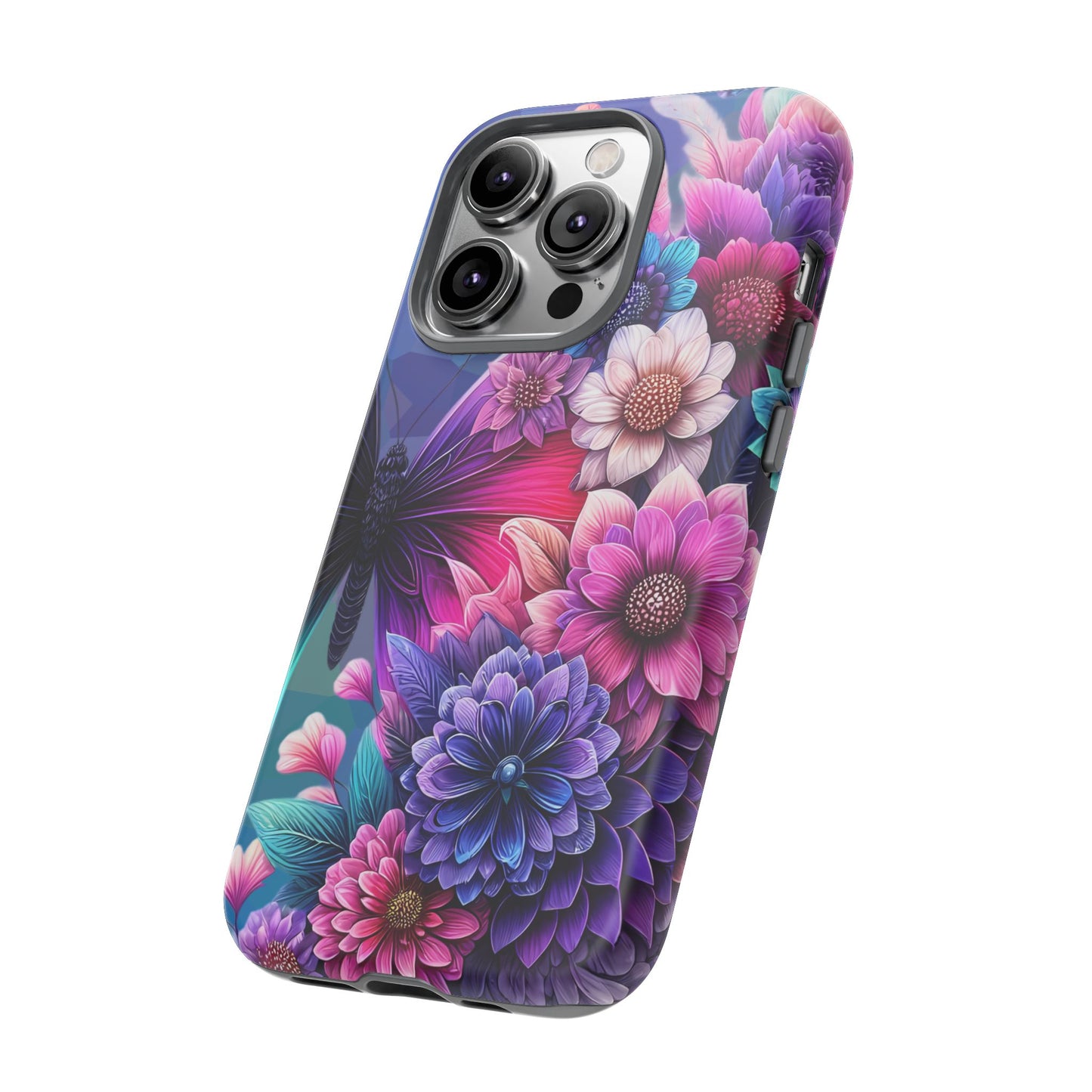 Butterfly Bloom Tough Phone Case — Vibrant Purple Blossom Protective Cover