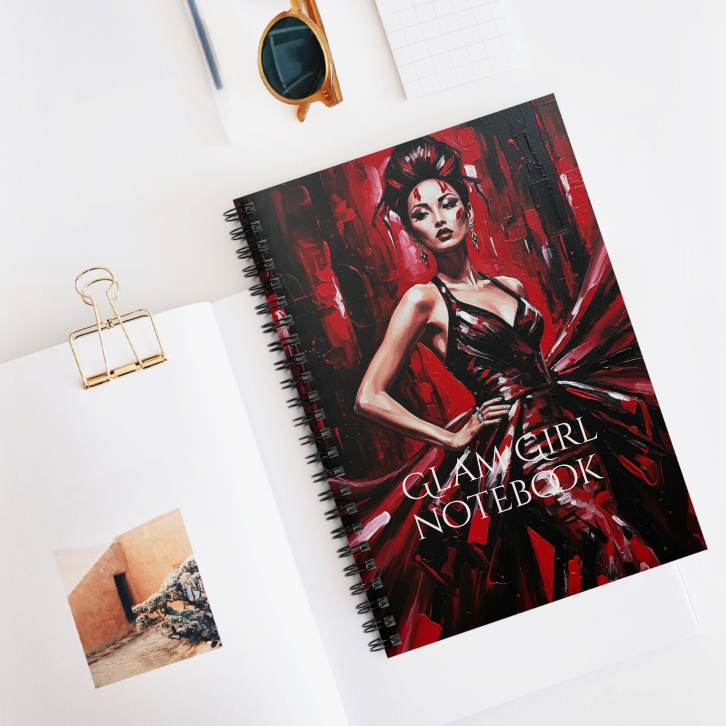 Glam Girl (Red/Black) Spiral Notebook - Ruled Line