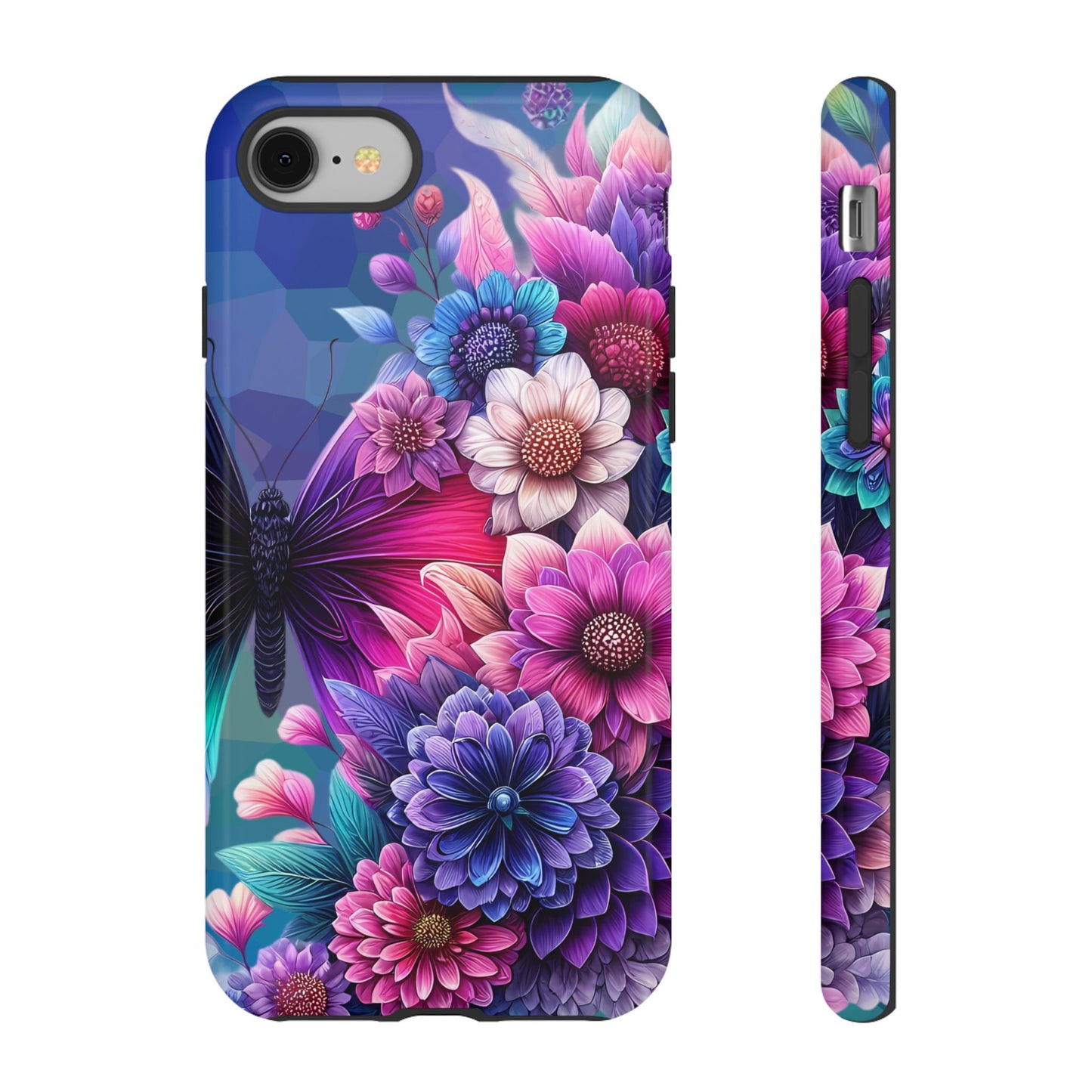 Butterfly Bloom Tough Phone Case — Vibrant Purple Blossom Protective Cover