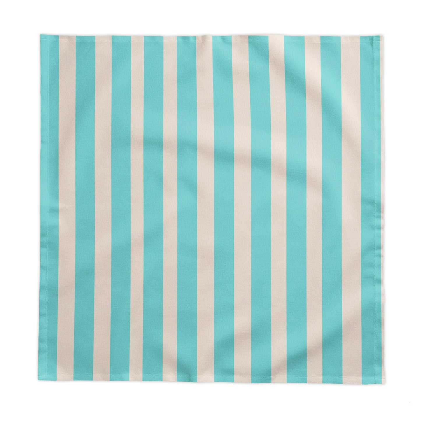 Striped Aqua Tablecloth — Coastal Blue & White Stripe Dining Table Cover