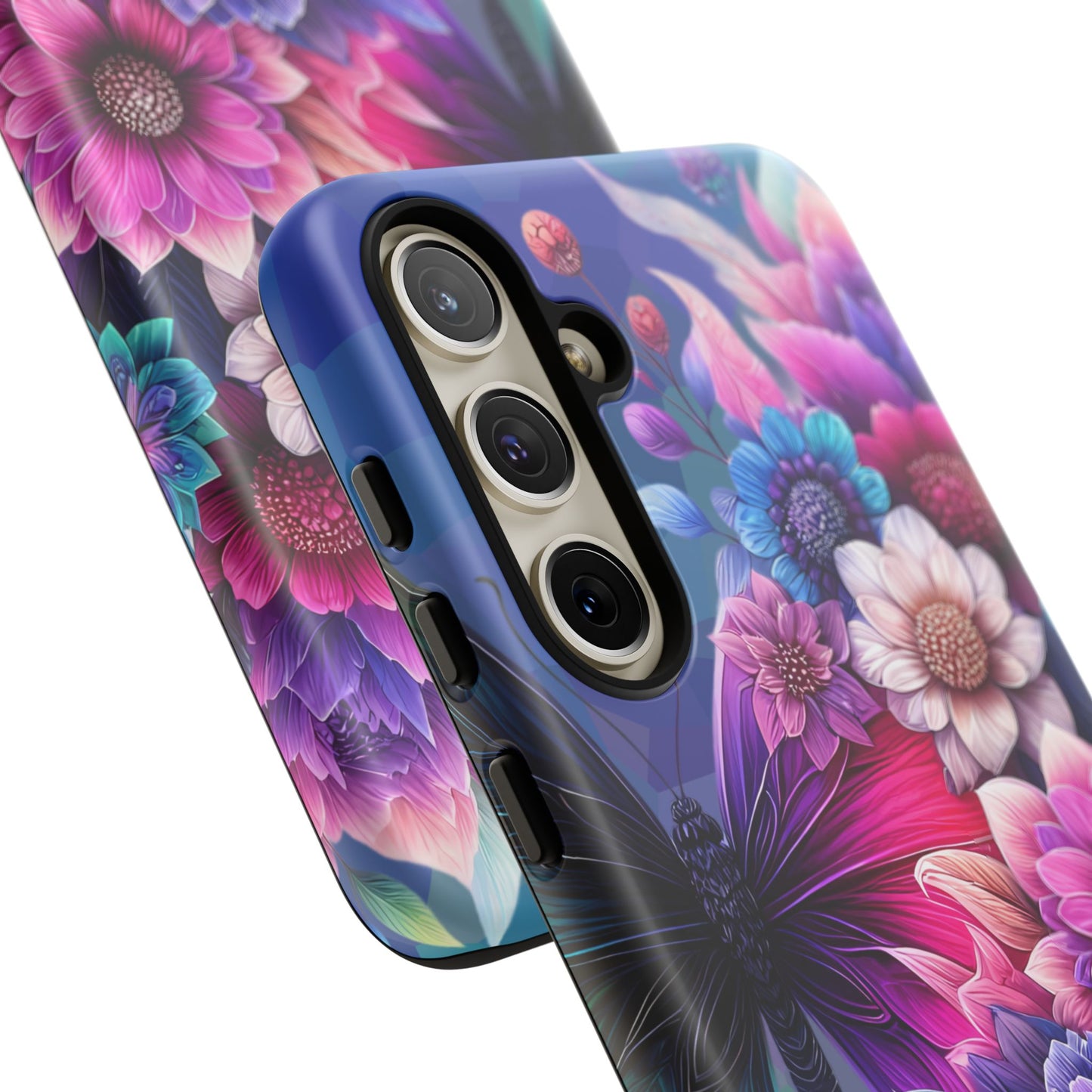 Butterfly Bloom Tough Phone Case — Vibrant Purple Blossom Protective Cover