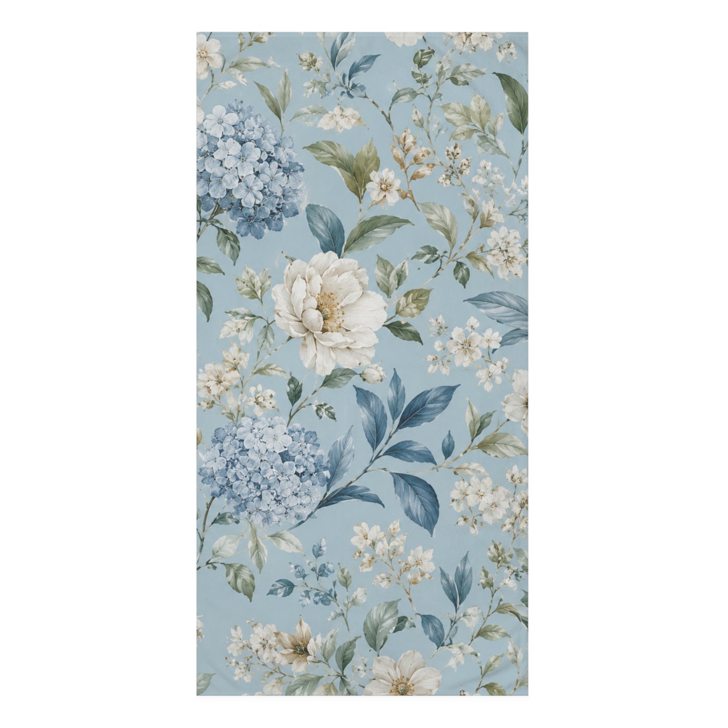 Blue Vintage Hydrangea & Peony Cotton Towel