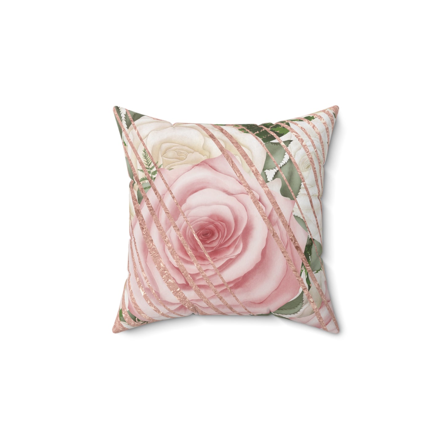 Kissed by a Rose Gold Faux Suede Square Pillow