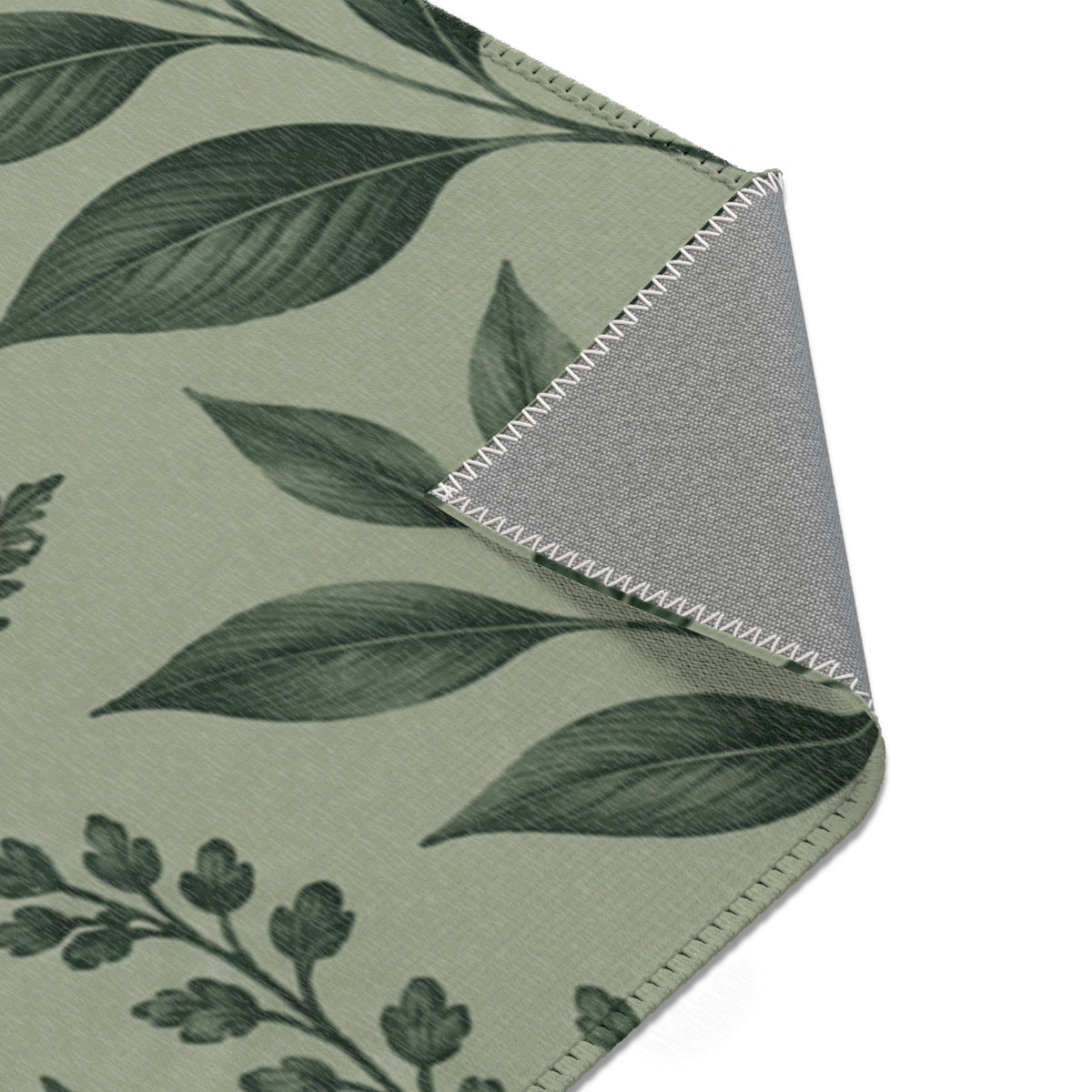 Botanical Green Area Rug – Sage Green Floral Pattern