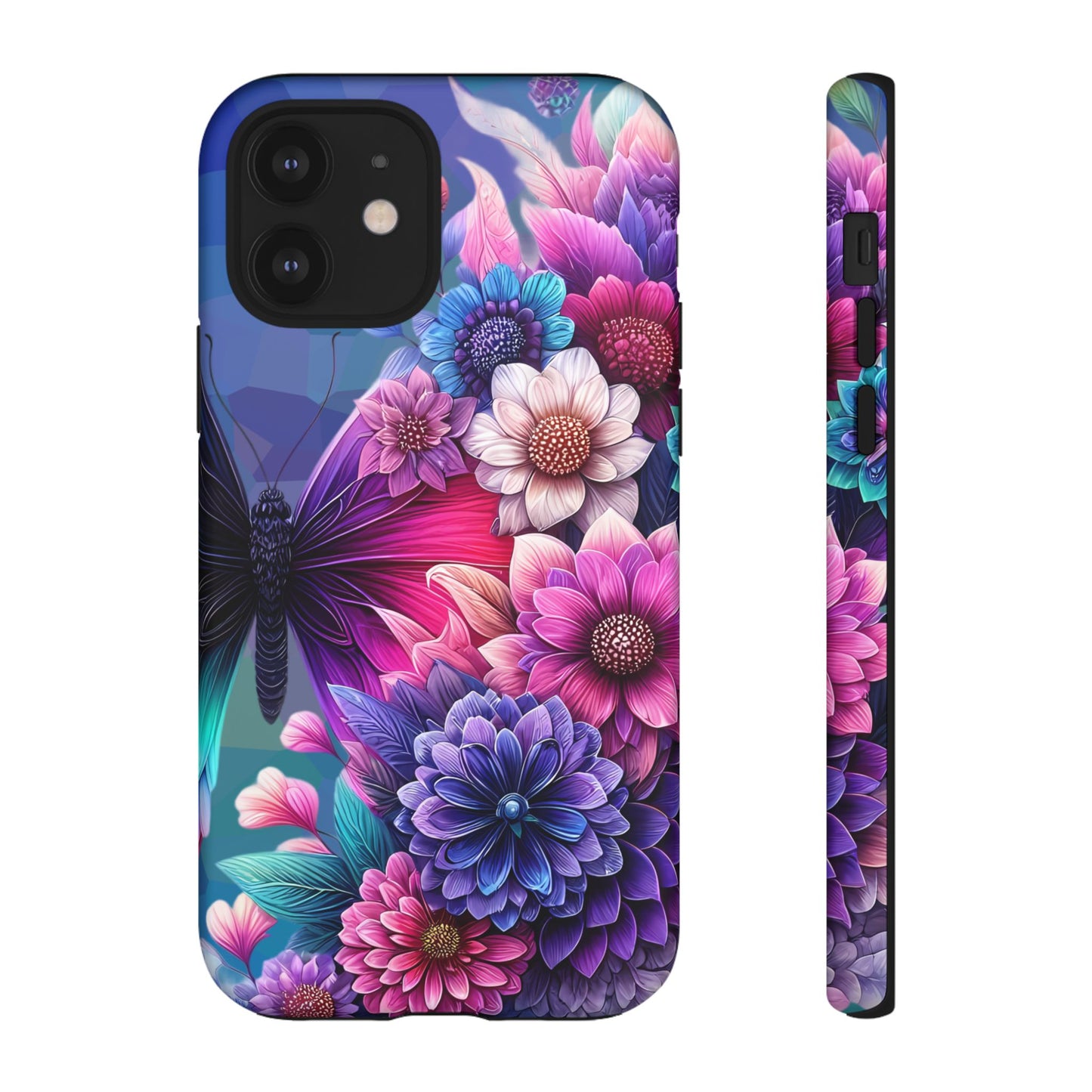 Butterfly Bloom Tough Phone Case — Vibrant Purple Blossom Protective Cover