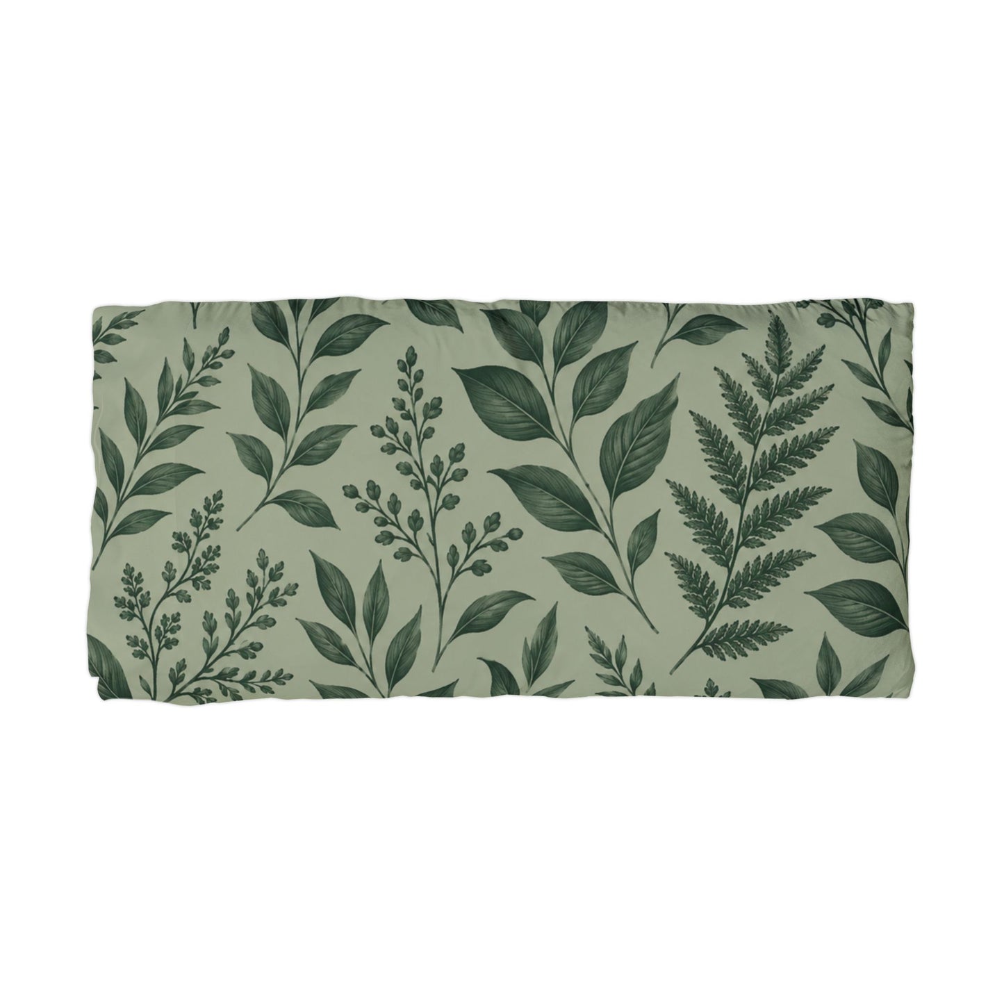 Botanical Green Leaf Microfiber Pillowcase — Leaf Pattern Decorative Pillowcase