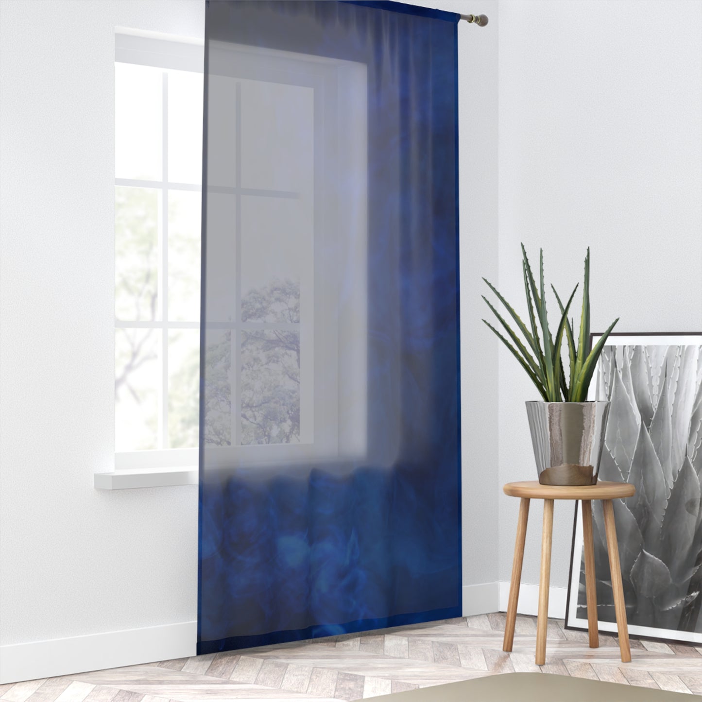 A Kind of Smoky Blue Sheer Curtain Window Curtain