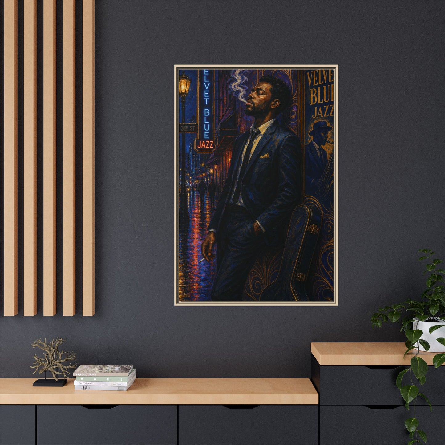 After the Gig Framed Retro Jazz Music Canvas Print