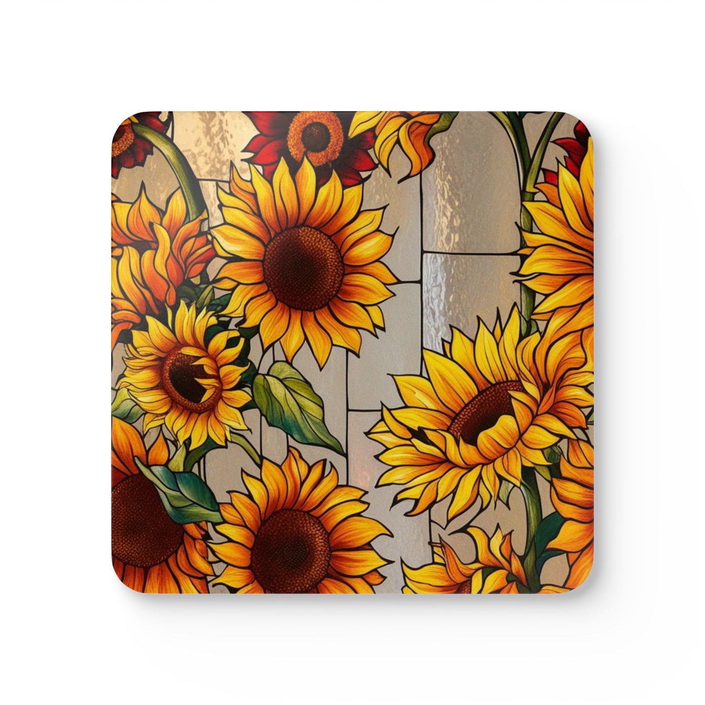 Rustic Sunflower Corkwood Coaster Set