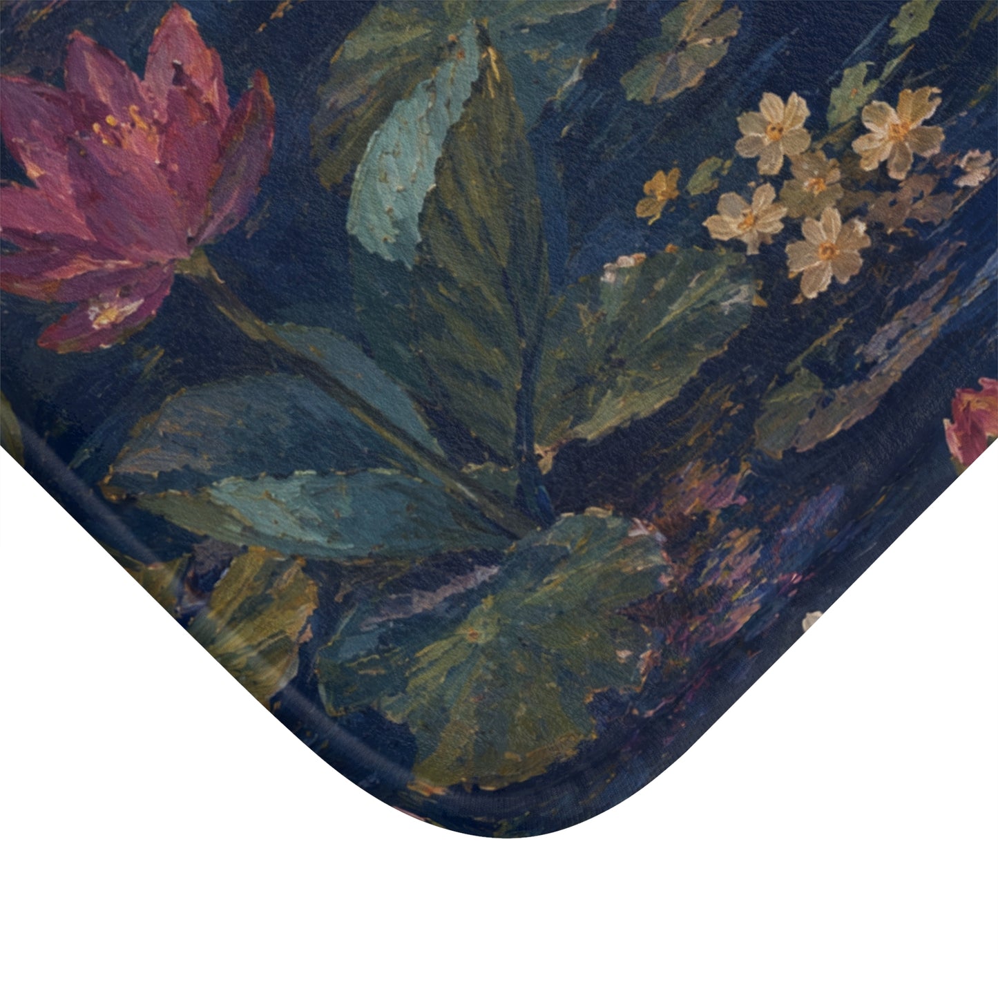 Dark Blue Lotus Pond Bath Mat