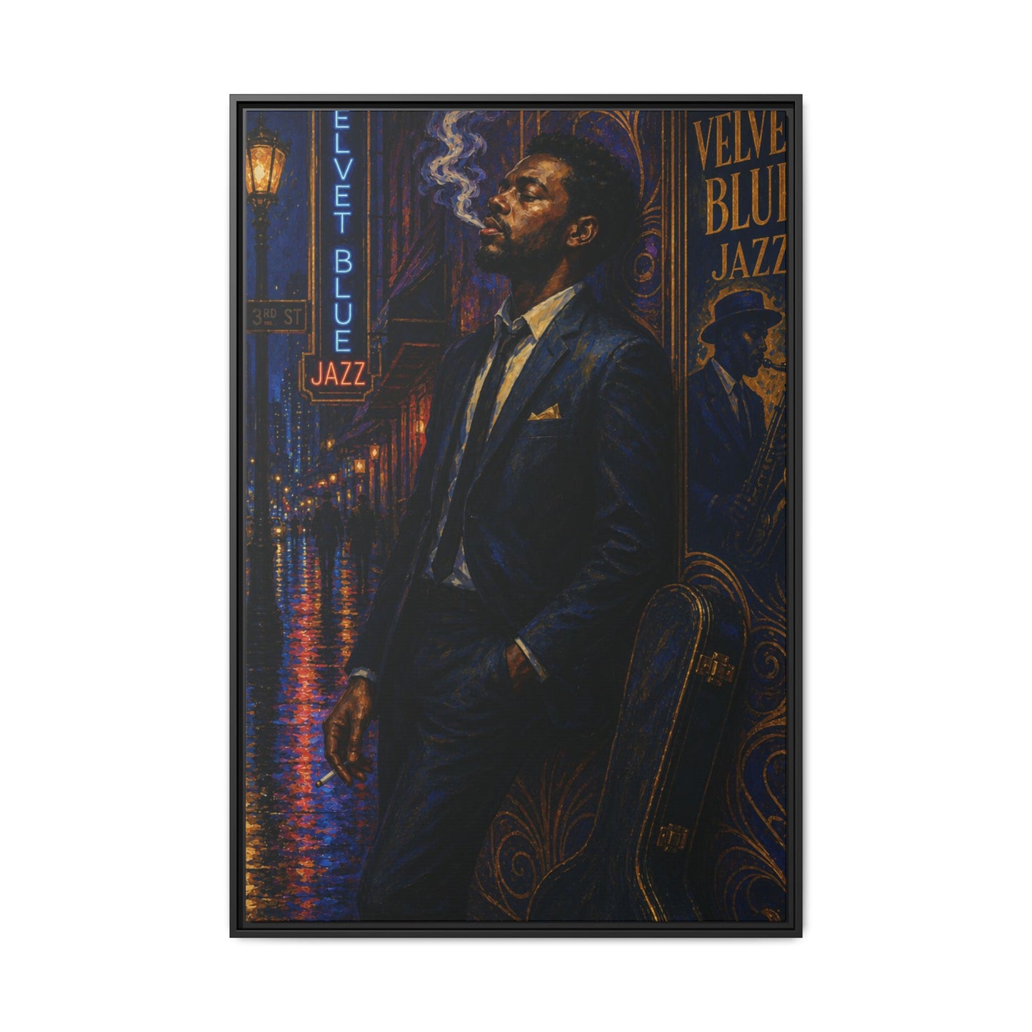 After the Gig Framed Retro Jazz Music Canvas Print