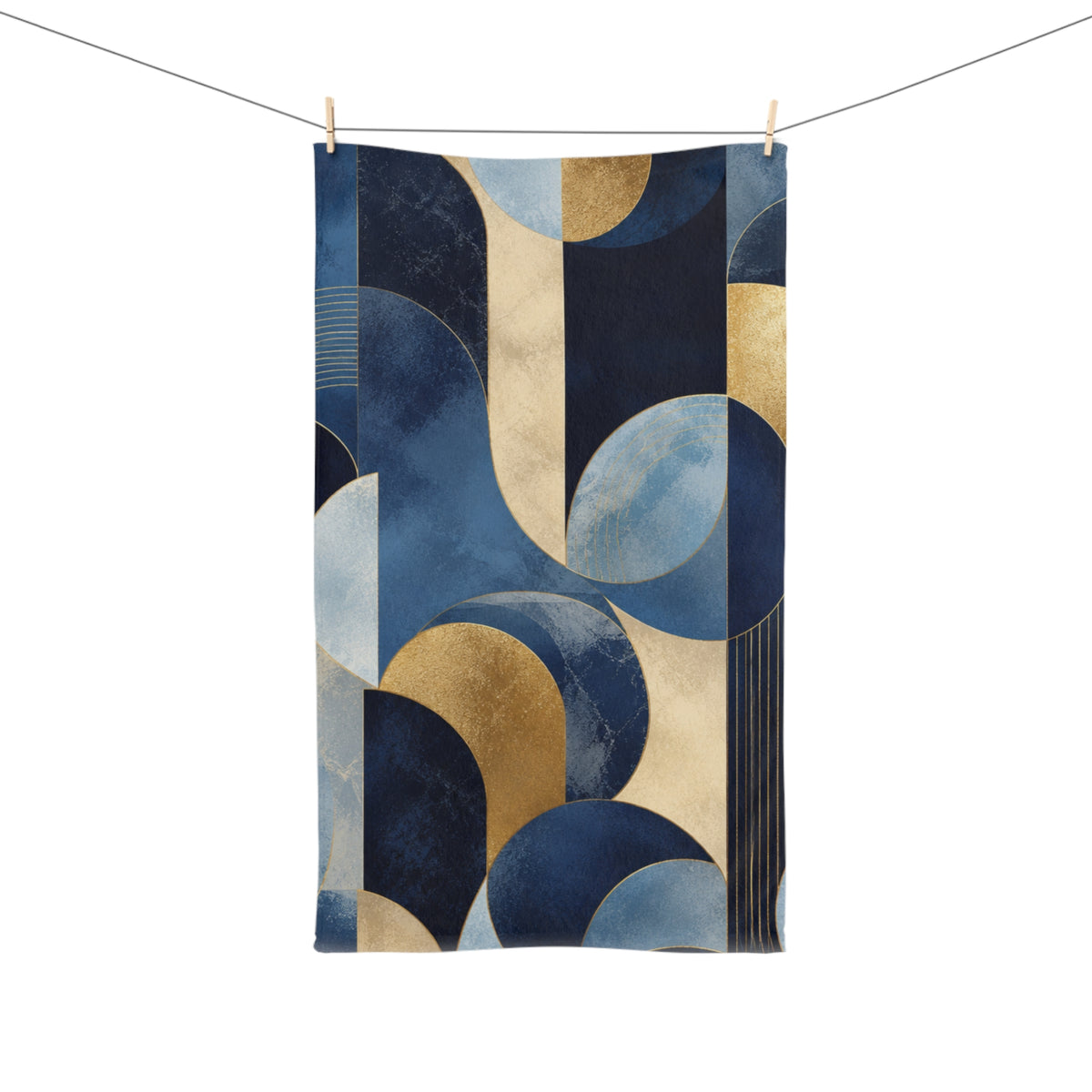 Azure Opulence Hand Towel — Modern Art Deco Kitchen/Guest Towel