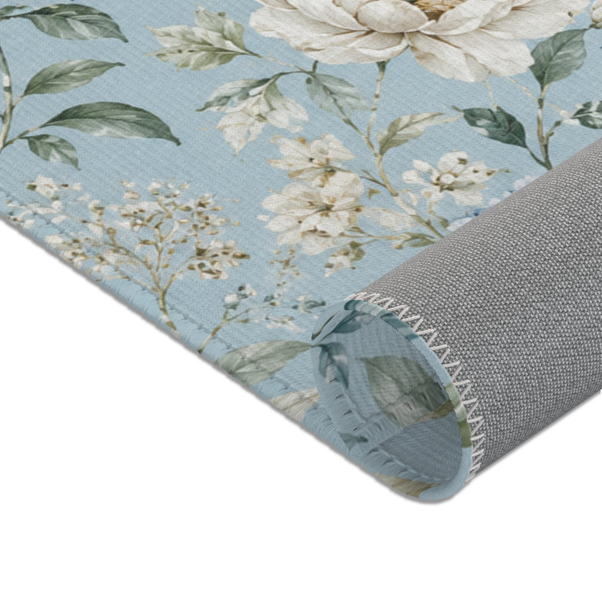 Blue Vintage Hydrangea & Peony Accent Rug