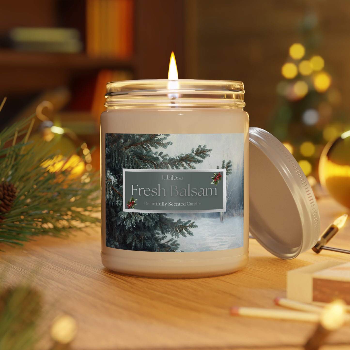 Fresh Balsam Scented Soy Candles with White Lid, 9oz