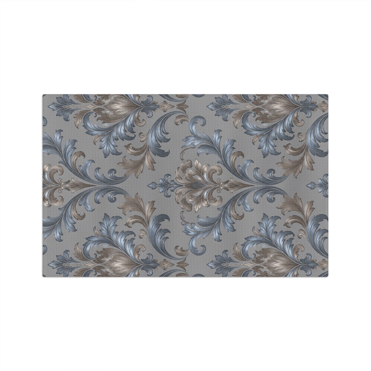 Elegant Blue Gray Damask Motif Microfiber Tea Towel – Kitchen Linen