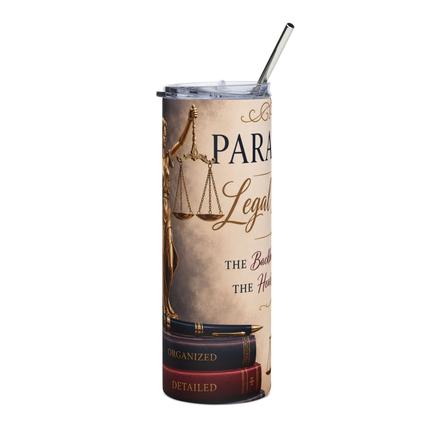 Attorney Paralegal & Legal Assistant 20oz Stainless Steel Tumbler — ‘Backbone of the Case, Heart of the Team’ Gift