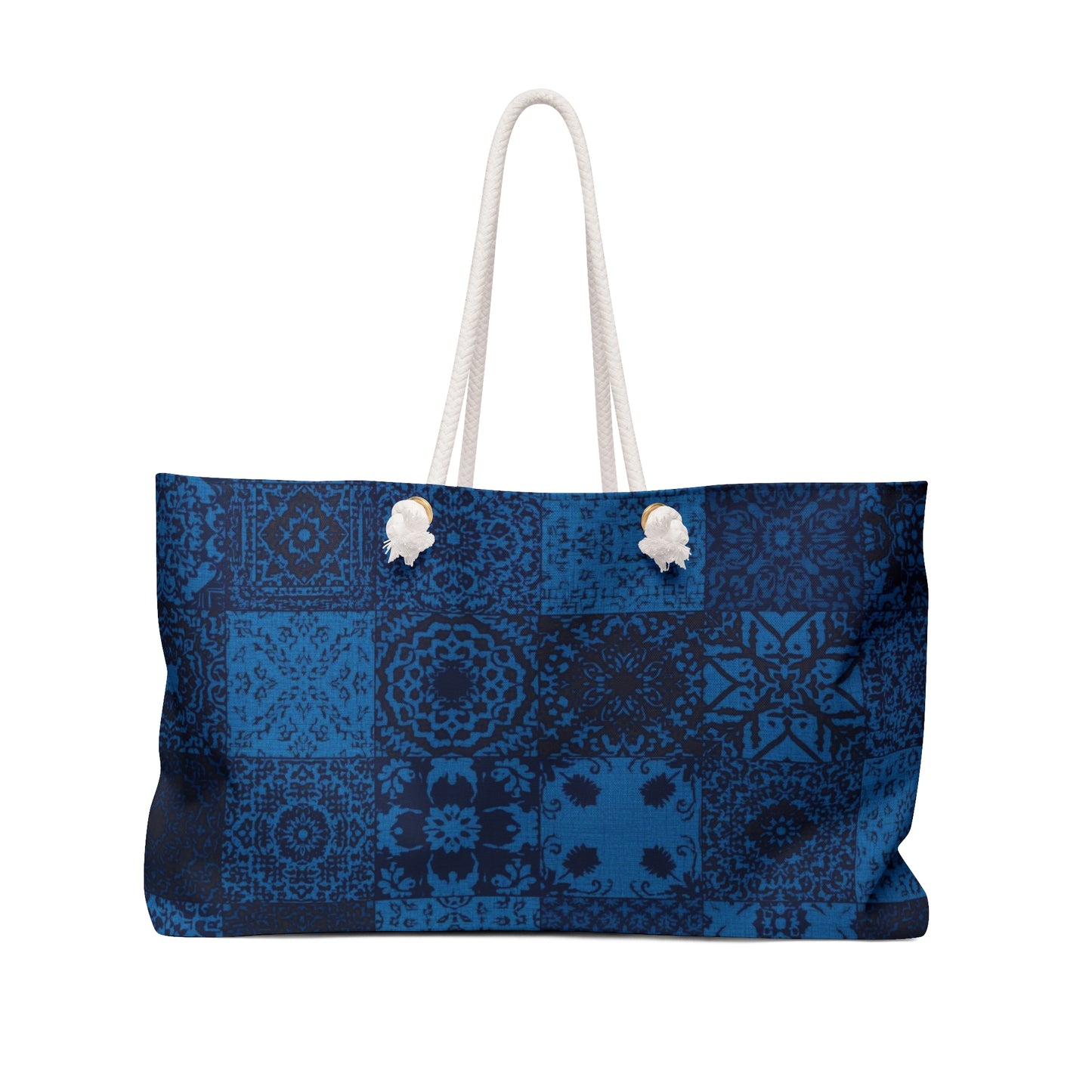 Boheme Bleu Weekender Bag — Boho Tile Print Travel Tote