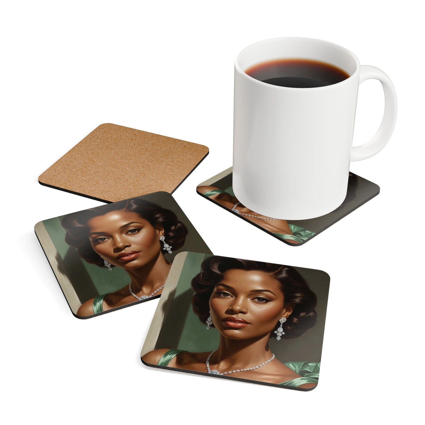 Retro Glam Girls "Diana" Corkwood Coaster Set