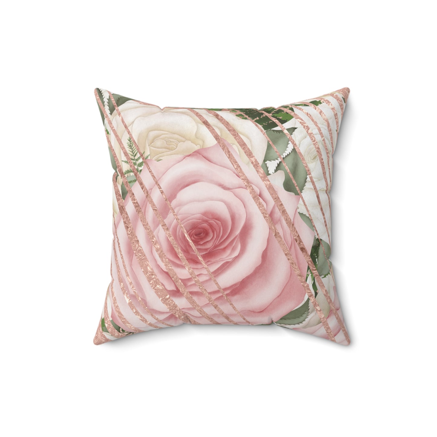 Kissed by a Rose Gold Faux Suede Square Pillow