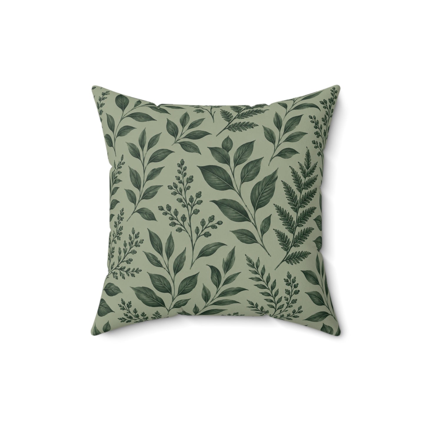 Botanical Green Leaf Throw Pillow – Decorative Cushion