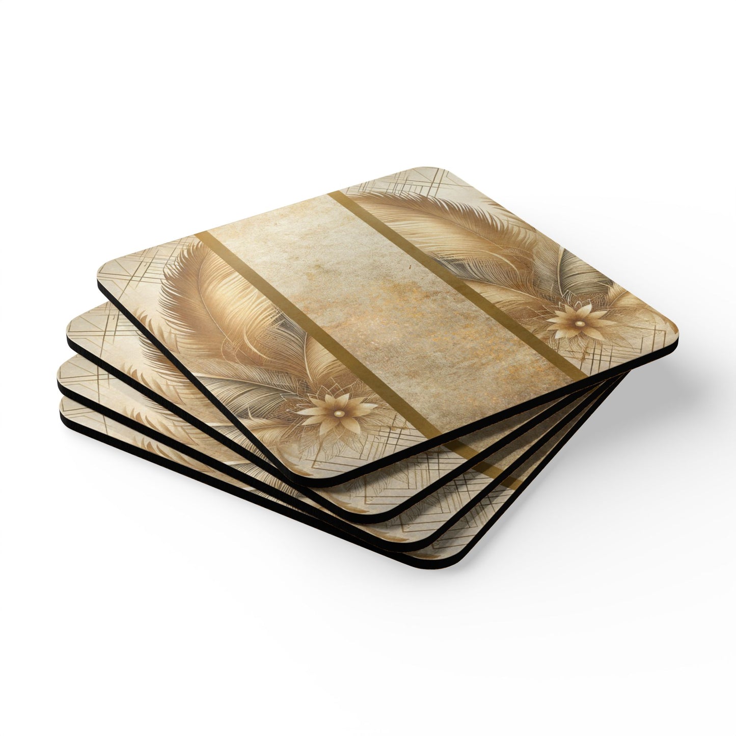 Fitzgerald Plume Cork Coaster Set (4-Pack)
