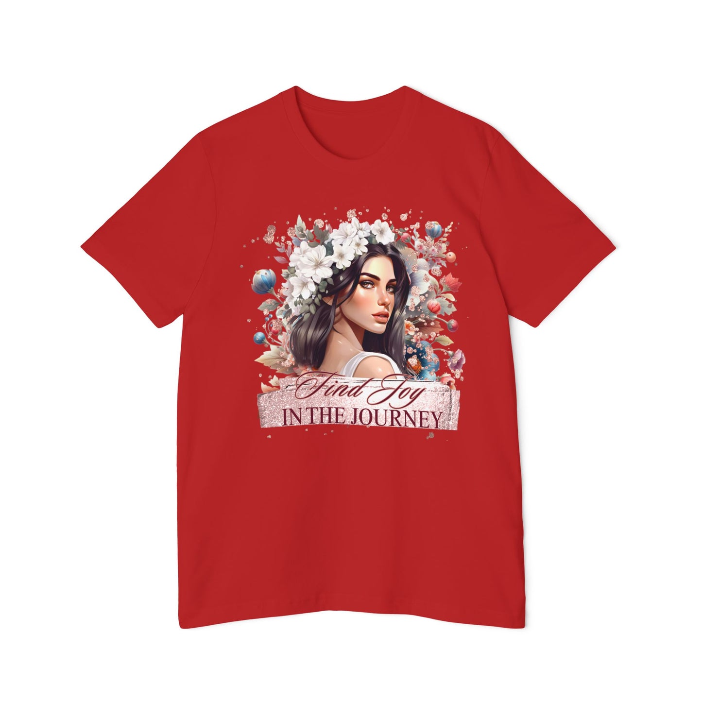 Portrait Graphic T-Shirt 'Find Joy in the Journey' Floral Portrait T-Shirt