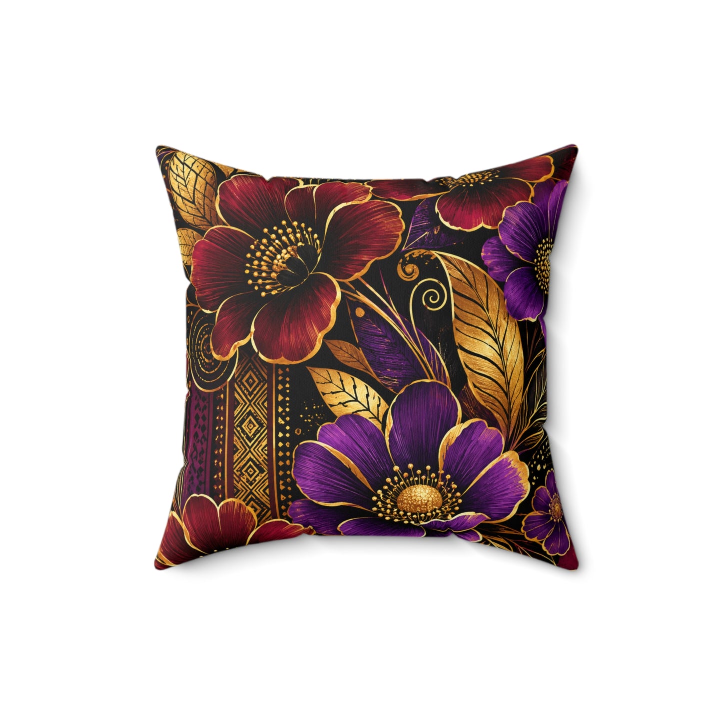 Zuri Garden Decorative Pillow — Rich Burgundy & Purple Garden Accent