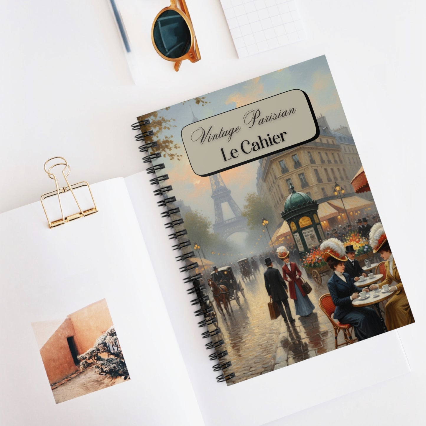 Vintage Parisian Spiral Notebook - Ruled Line