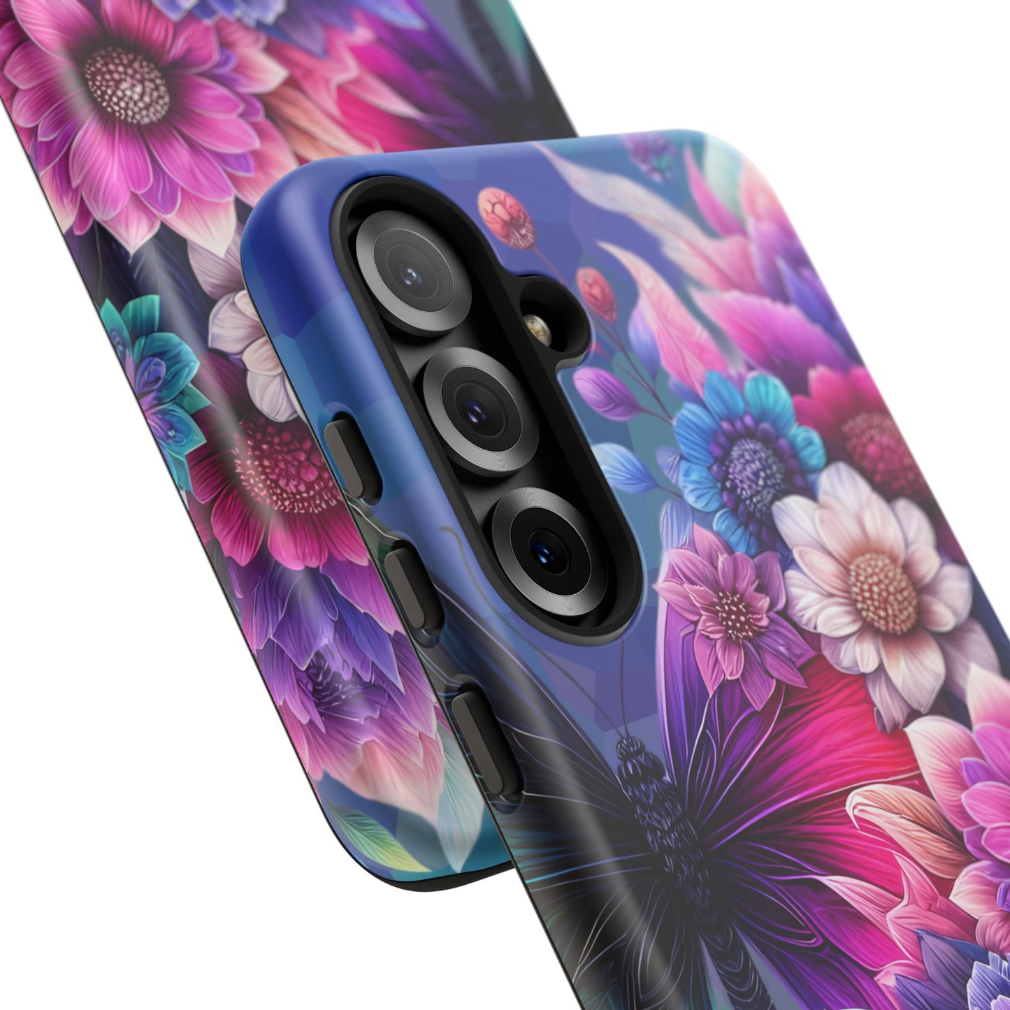 Butterfly Bloom Tough Phone Case — Vibrant Purple Blossom Protective Cover
