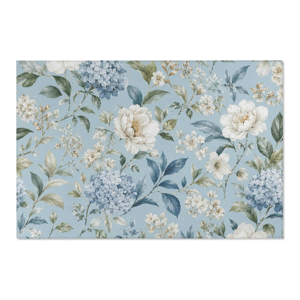 Blue Vintage Hydrangea & Peony Accent Rug