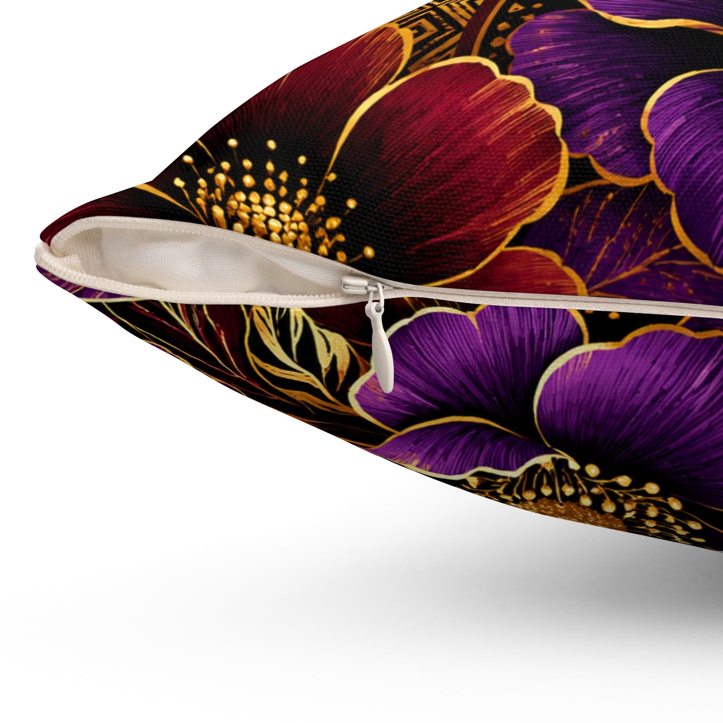Zuri Garden Decorative Pillow — Rich Burgundy & Purple Garden Accent