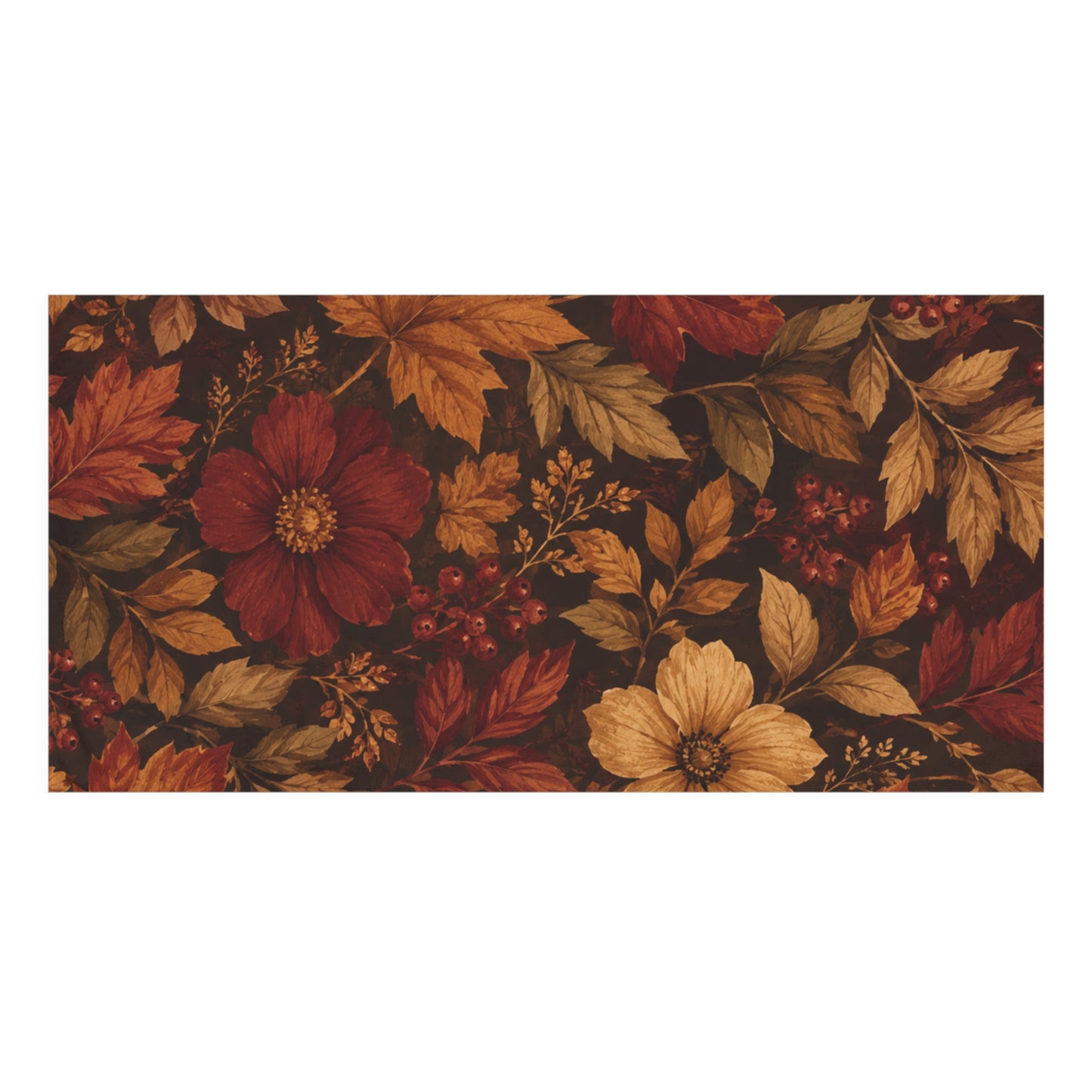 Rustic Fall Cotton Towel — Vintage Leaves & Blooms