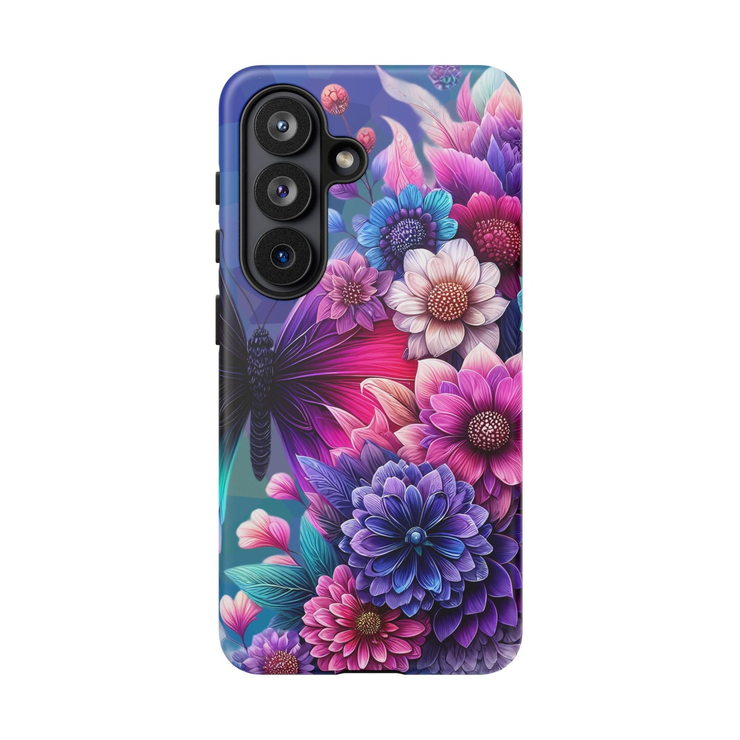 Butterfly Bloom Tough Phone Case — Vibrant Purple Blossom Protective Cover