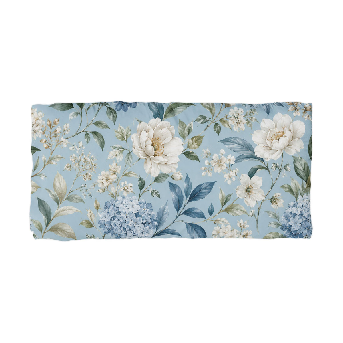 Blue Vintage Hydrangea & Peony Microfiber Pillow Covers