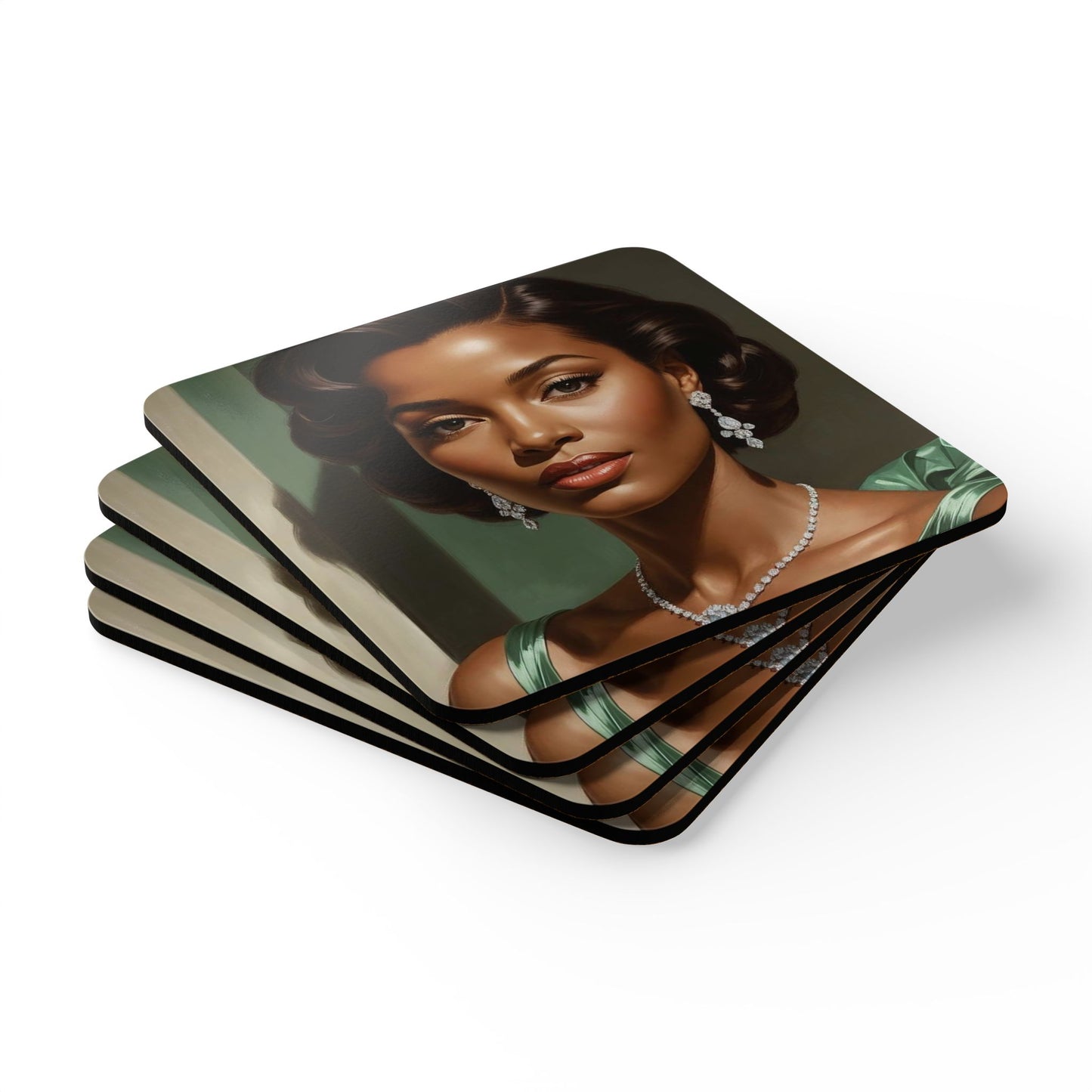 Retro Glam Girls "Diana" Corkwood Coaster Set