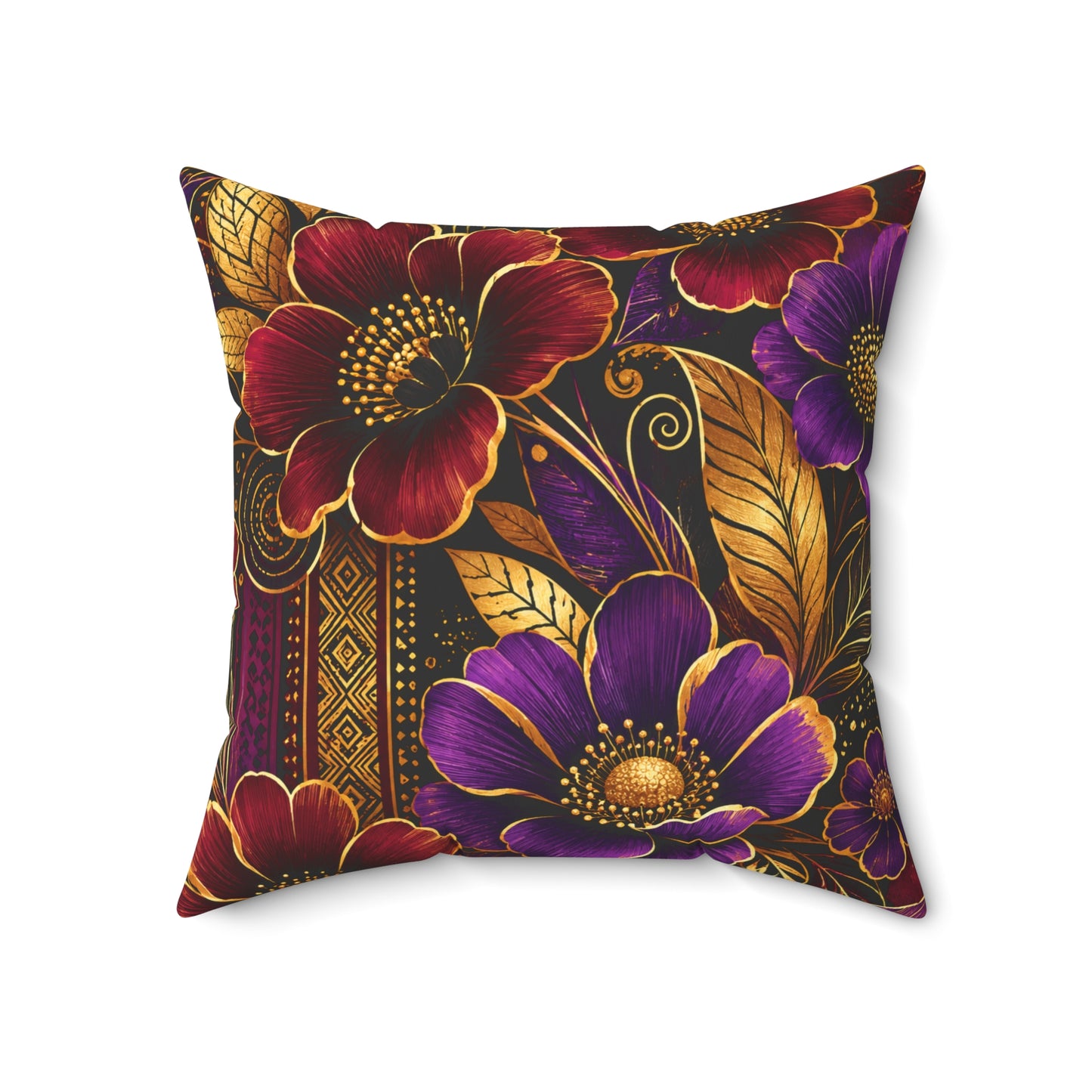 Zuri Garden Decorative Pillow — Rich Burgundy & Purple Garden Accent