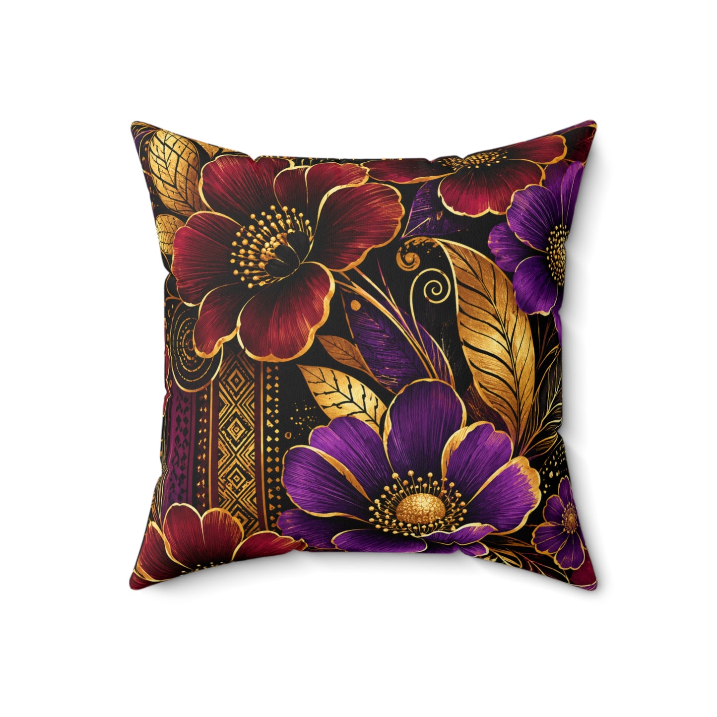 Zuri Garden Decorative Pillow — Rich Burgundy & Purple Garden Accent