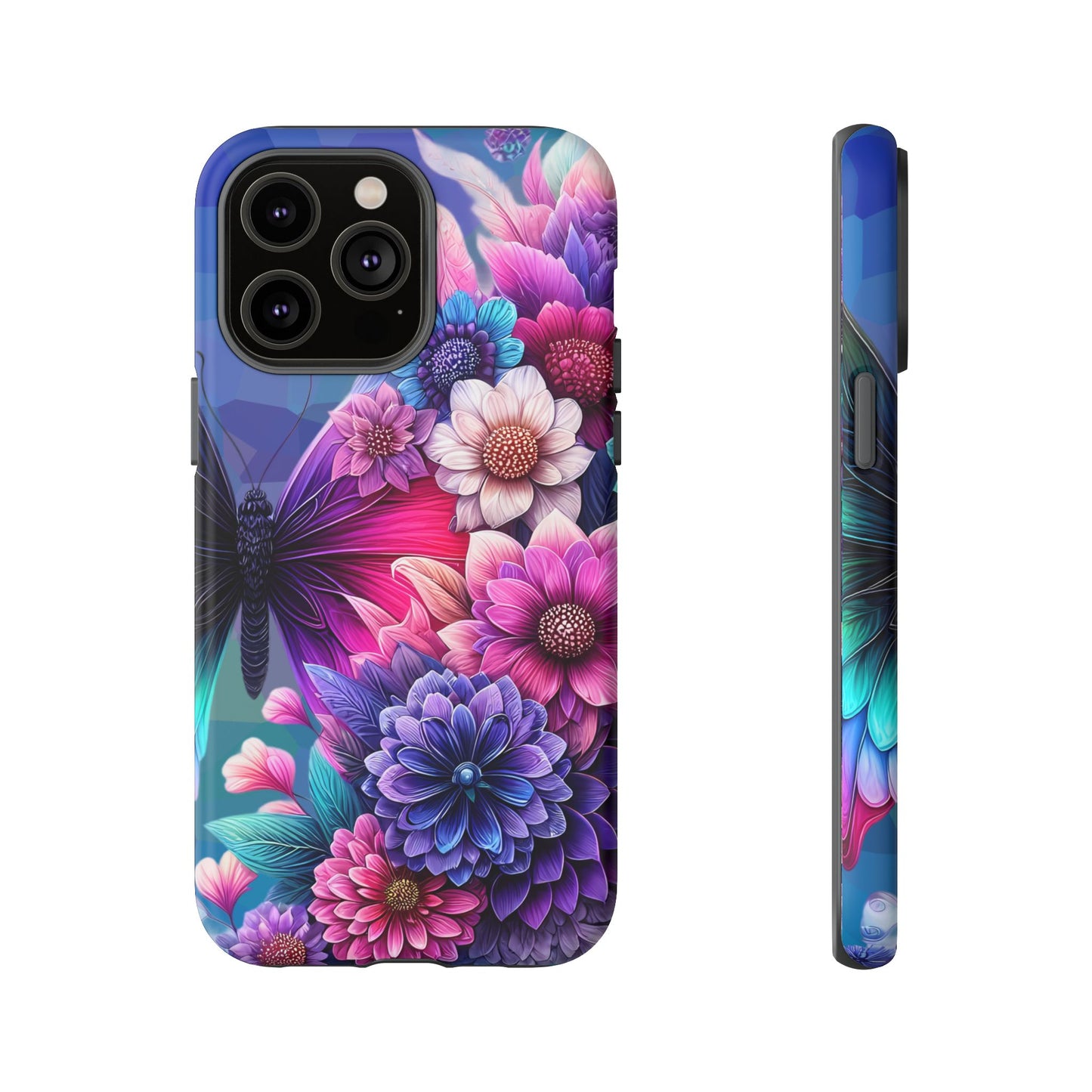 Butterfly Bloom Tough Phone Case — Vibrant Purple Blossom Protective Cover
