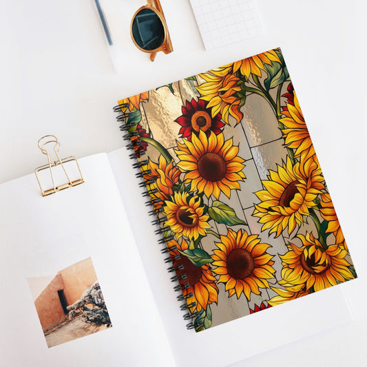 Rustic Sunflower Spiral Notebook - Ruled Line