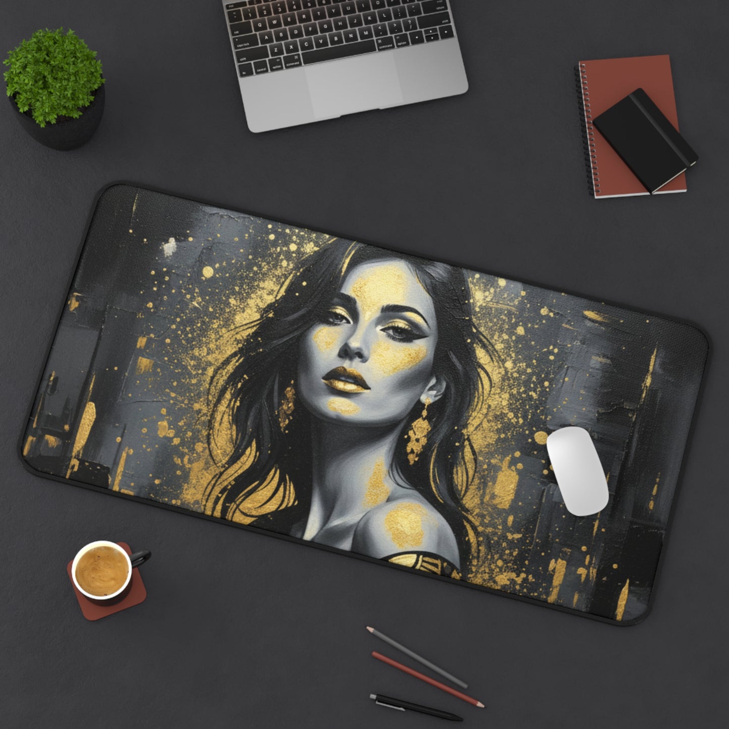 Glam Girl (Gold/Black) Desk Mat