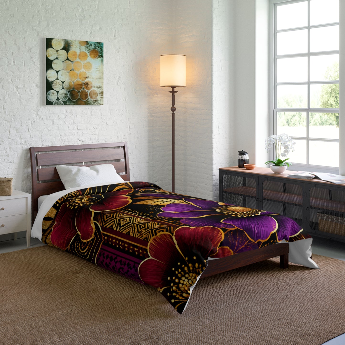 Zuri Garden Comforter - Purple & Burgundy Gold Garden Bedding