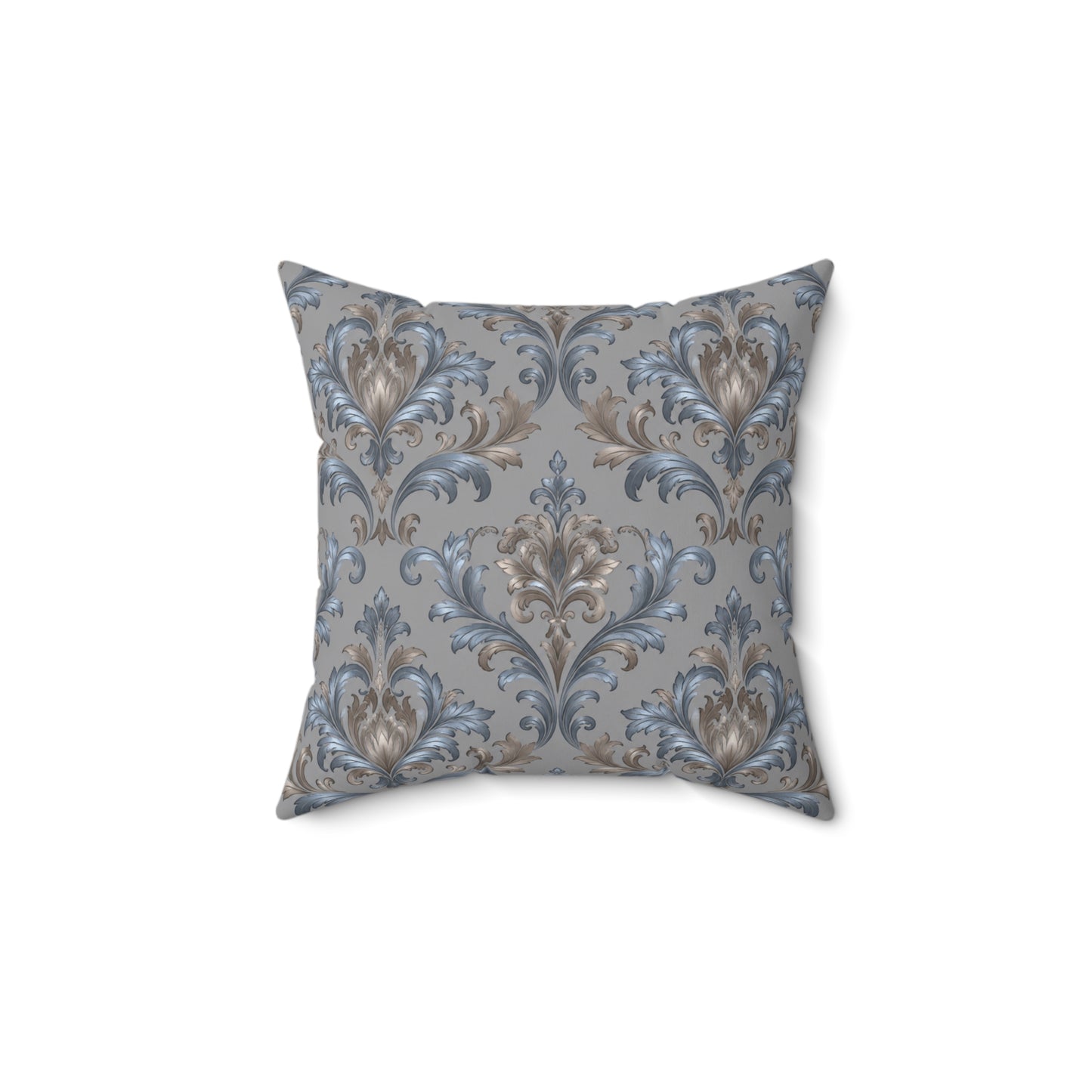 Elegant Blue Gray Damask Throw Pillows