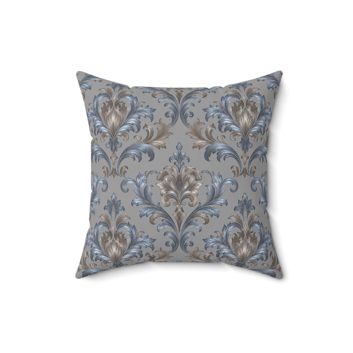 Elegant Blue Gray Damask Throw Pillows