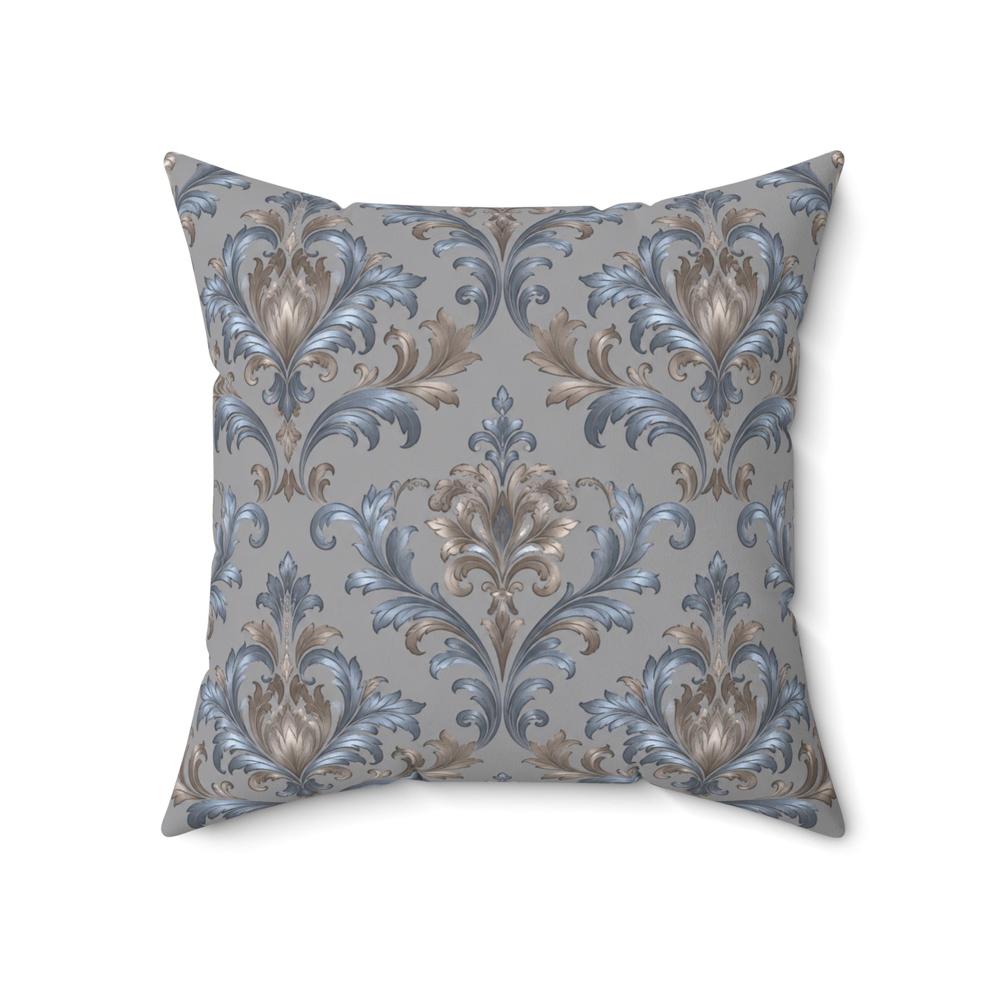 Elegant Blue Gray Damask Throw Pillows