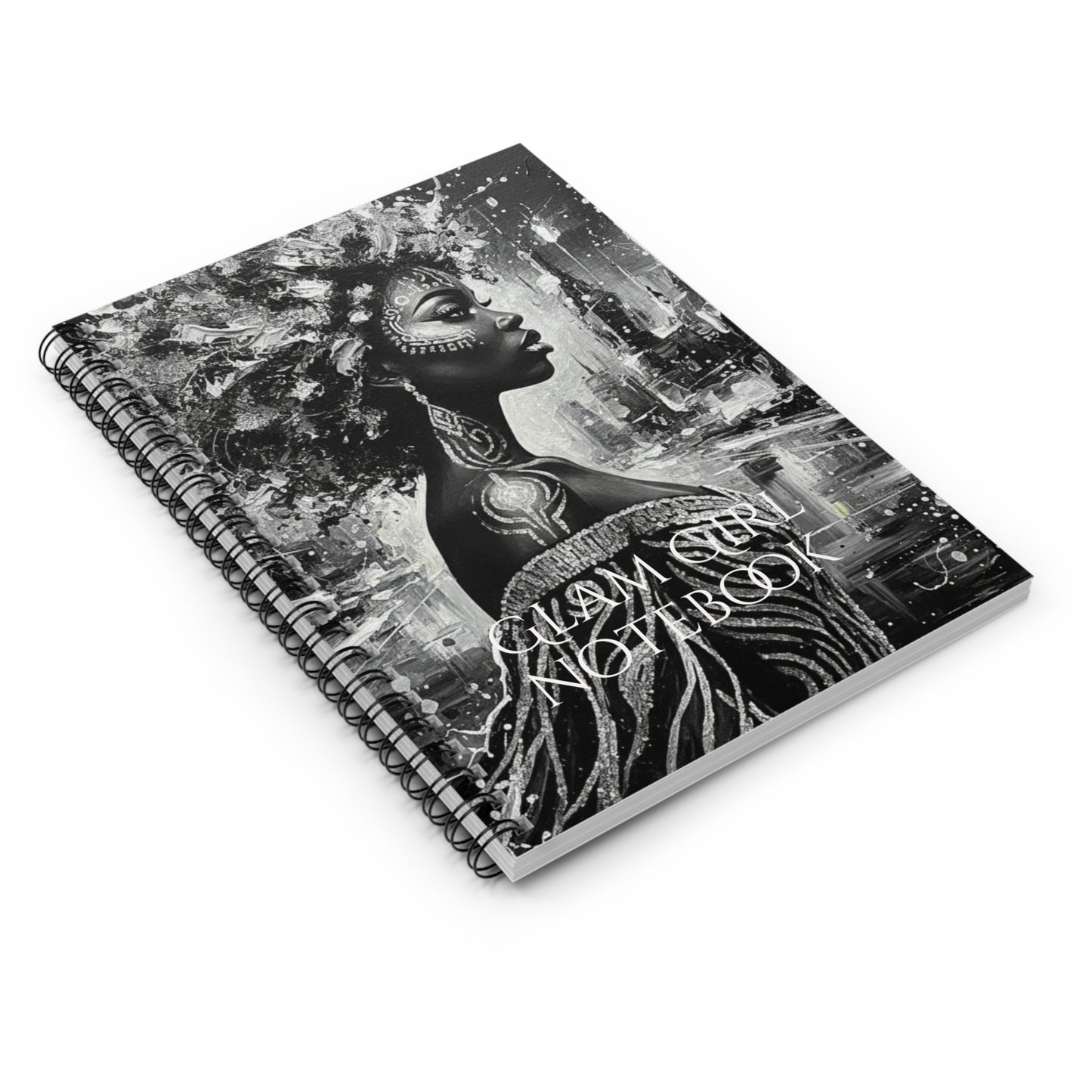 Glam Girl (Silver/Black) Spiral Notebook - Ruled Line