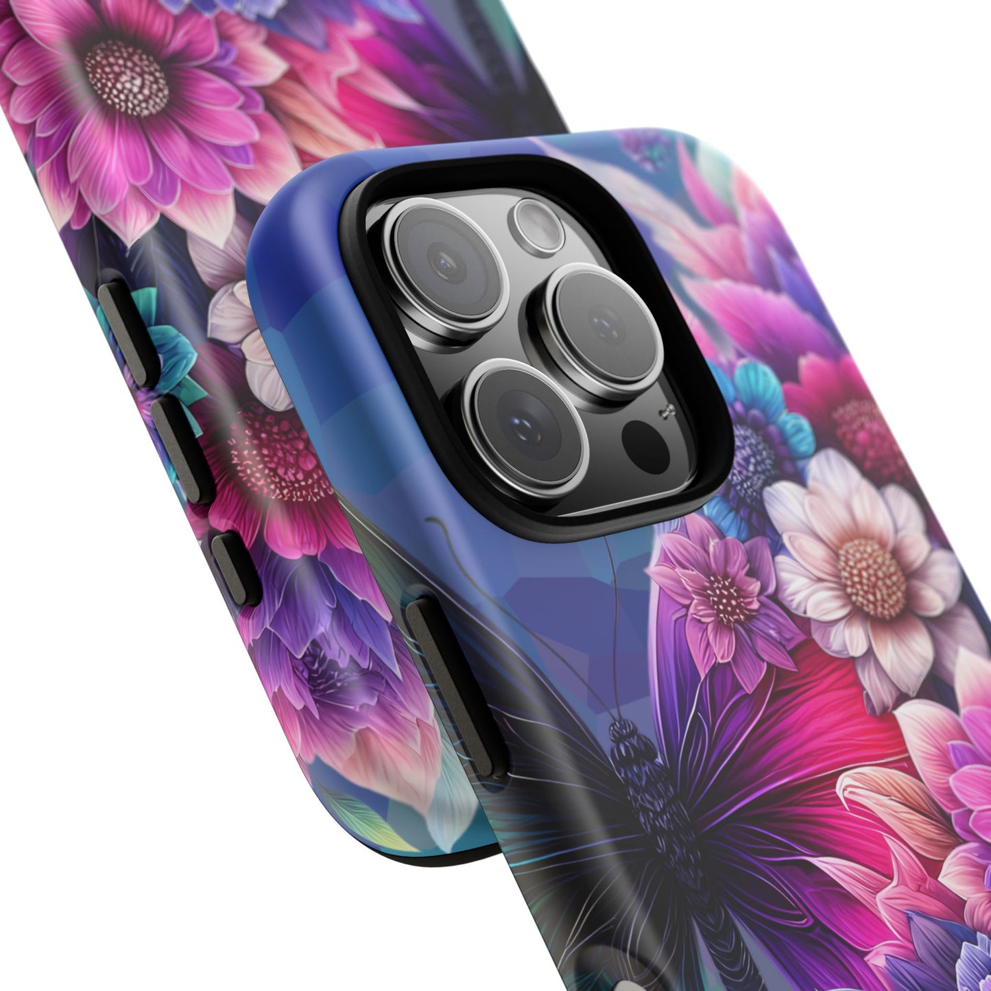 Butterfly Bloom Tough Phone Case — Vibrant Purple Blossom Protective Cover